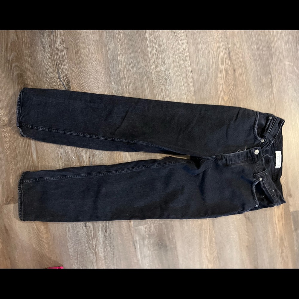Abercrombie and Fitch black denim asymmetrical button jeans